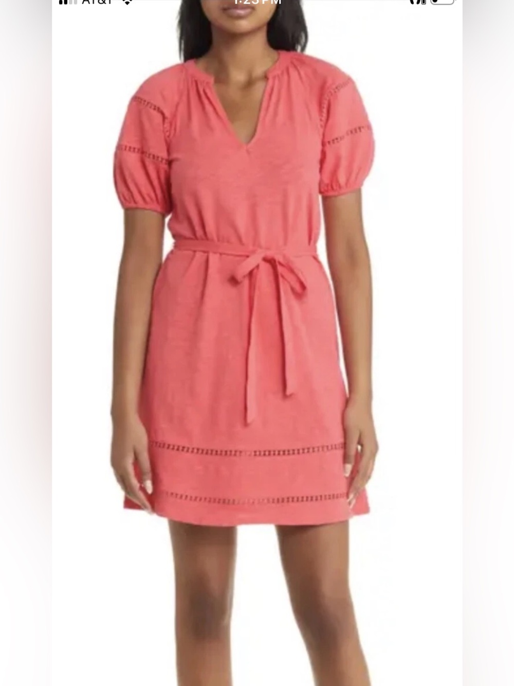 Boden Dress US 4 L Pink Coral Cotton Short Sleeve NWT Summer Office Weekender